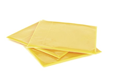 Slices of processed American cheese