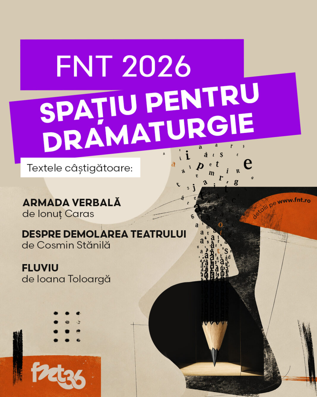 Comunicat de presă: Rezultatele concursului de dramaturgie – SpaÈ›iu pentru dramaturgie – FNT, 2026