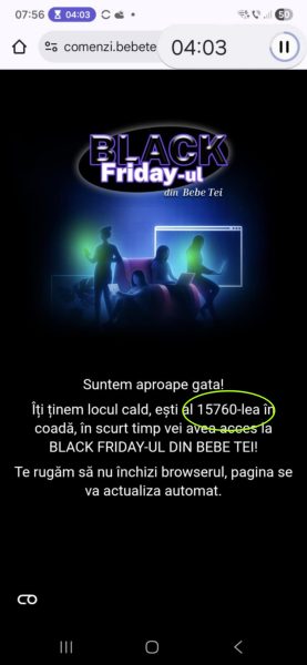 La Bebe Tei, Black Friday este cu coadă de așteptare de 80.000 de persoane… ca să intri pe site