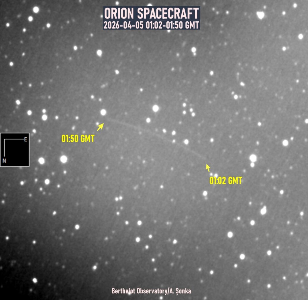 Capsula Orion observată