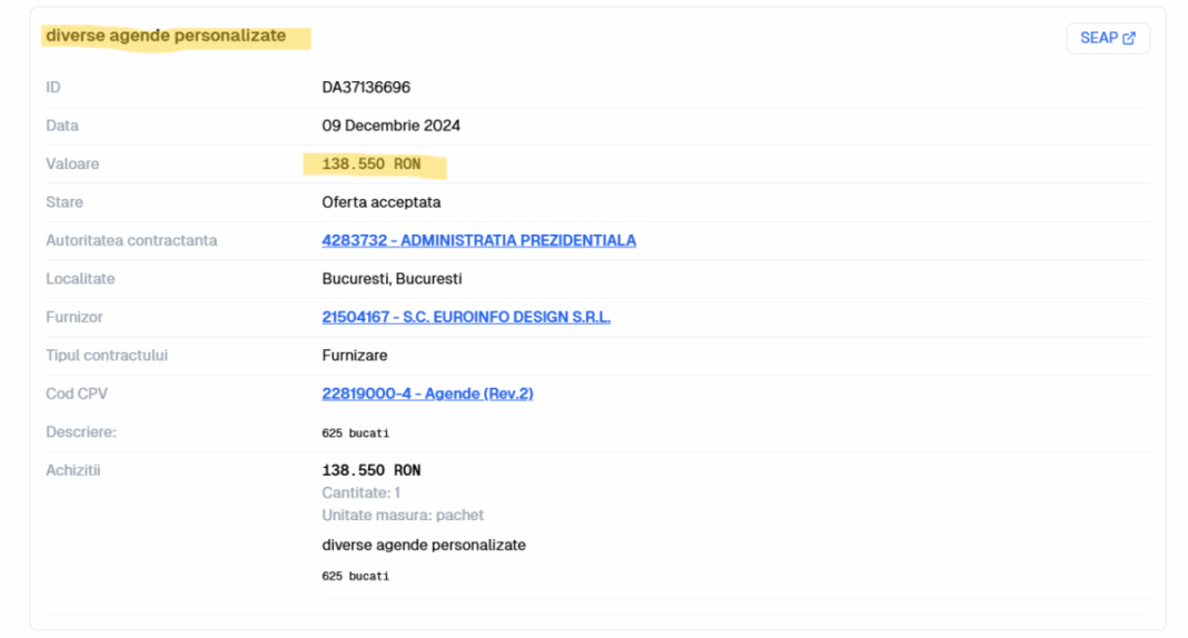 Agende de Sărbători de 27.710 euro de la Iohannis. De ce tot cumpără ăștia cadouri din banii noștri?