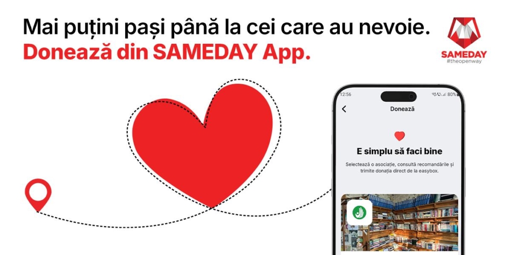 Ai ceva de donat? Acum o poți face direct de la SAMEDAY easybox! Alege ONG-ul în SAMEDAY App, împachetează coletul și lasă donația la cel mai apropiat easybox. Acum e chiar #easytohelp! (P)