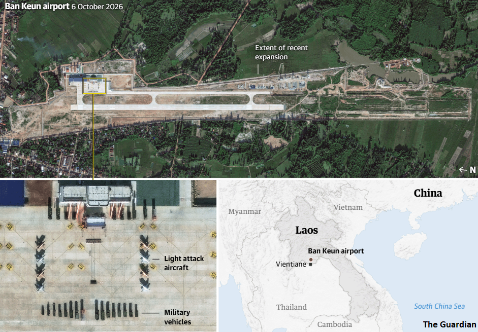Reuters: China își extinde prezența militară în Asia de Sud-Est și construiește o bază militară în Laos. Imagini din satelit dezvăluie prezența unor avioane de luptă și antrenament și vehicule militare de susținere.