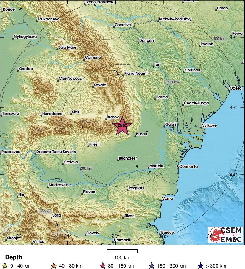 Un cutremur cu magnitudinea 4,8 a avut loc în România, luni la prânz, în zona seismică Vrancea. S-a resimțit în București și în mai multe orașe din țară, dar și în Republica Moldova.