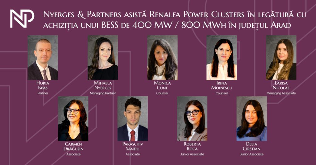 Nyerges & Partners asistă Renalfa Power Clusters în legătură cu achiziția unui sistem de stocare a energiei în baterii