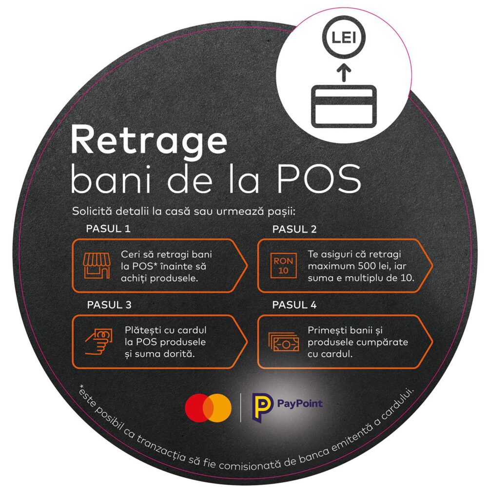 PayPoint România și Mastercard lansează serviciul de retragere numerar de la terminalele asistate POS PayPoint