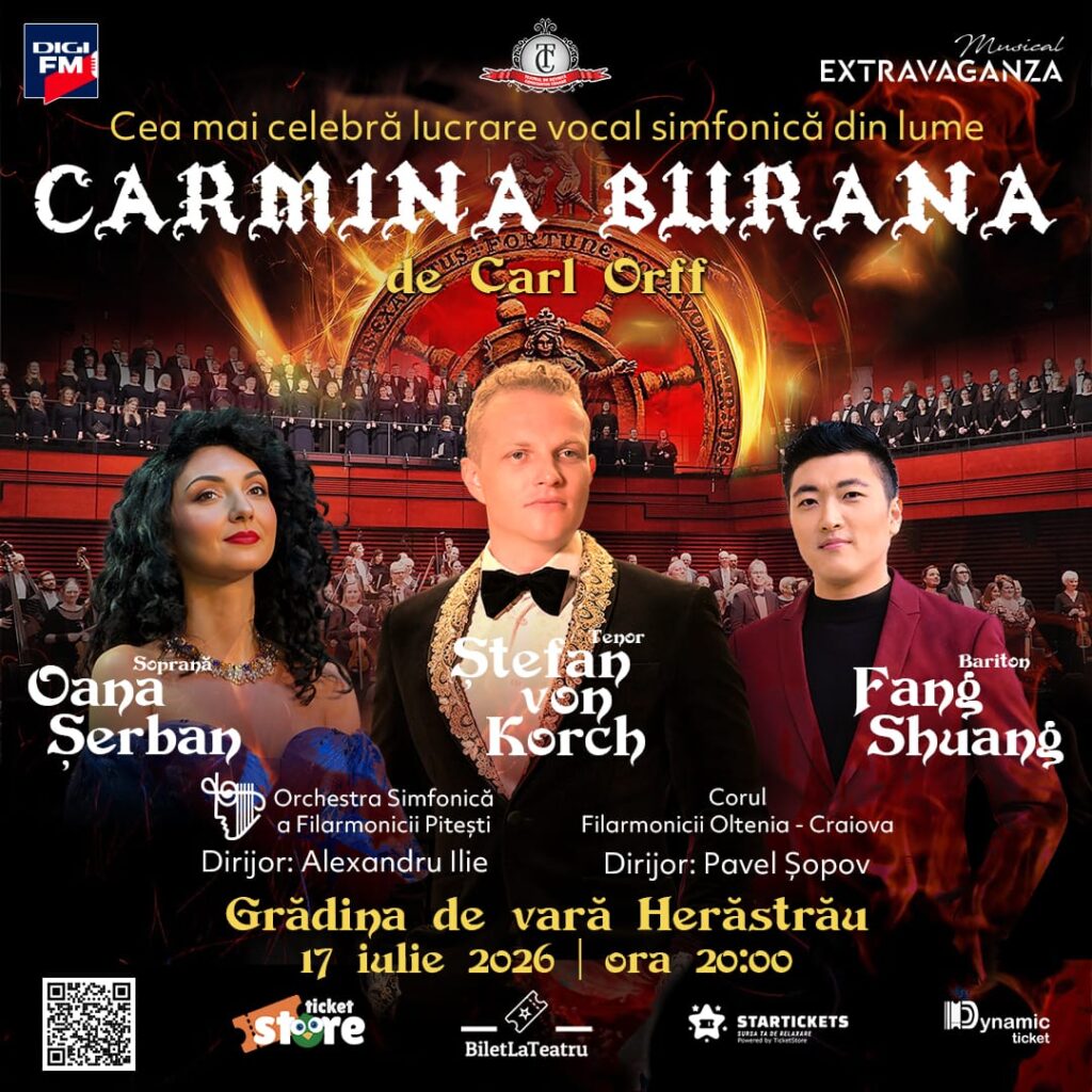 CARMINA BURANA – premieră în aer liber, cu tenorul ŞTEFAN von KORCH pe scenă, pe 17 iulie la Grădina de Vară Herăstrău