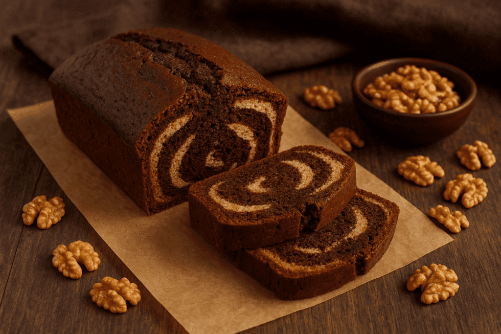 Chec de post cu cacao și nucă – simplu, pufos și plin de savoare