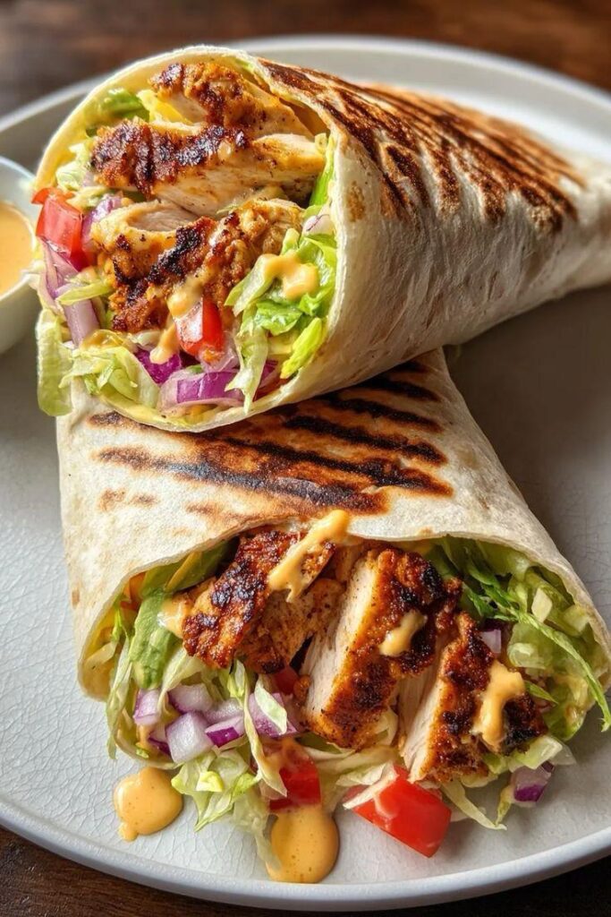 Wrap cu pui crocant, salată fresh și sos cremos