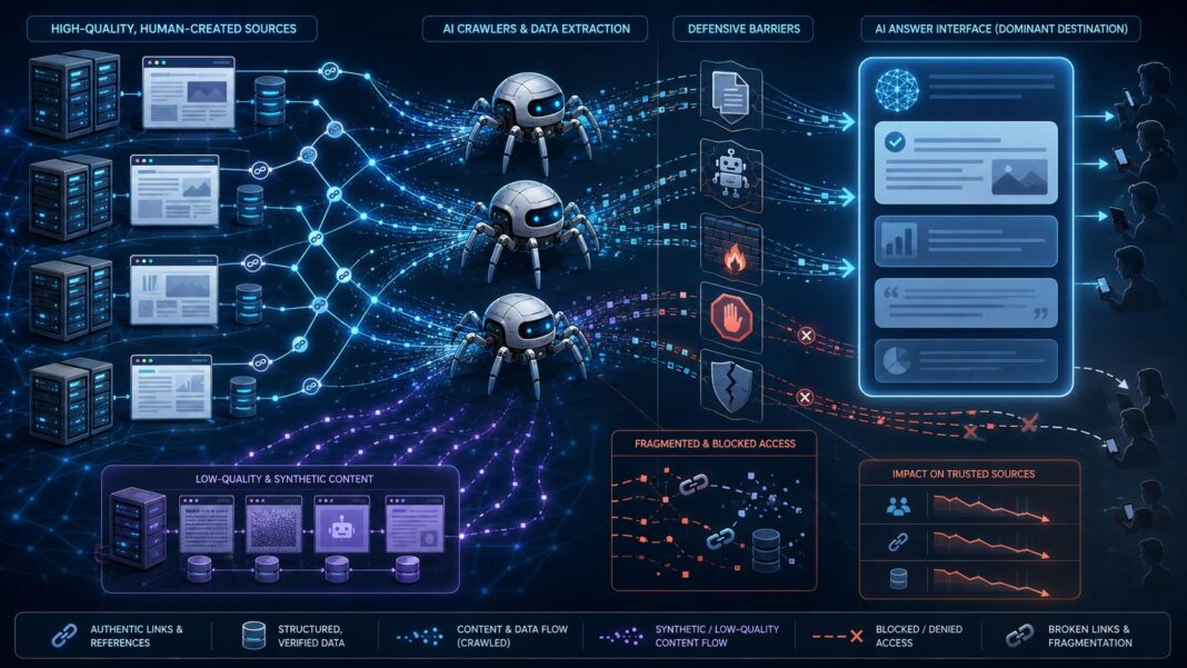 Inteligența artificială devorează traficul site-urilor, site-urile blochează IA, iar informațiile de încredere devin tot mai greu de găsit