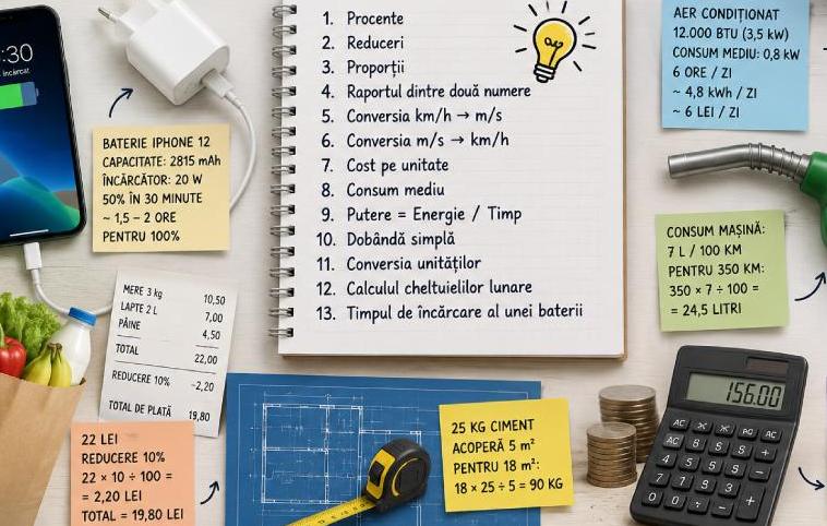 10 scurtături matematice utile în viața reală (TVA, reduceri, dublare cont bancar, consum energie, regula de 3 simplă etc.)
